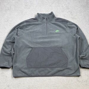 Nike Gray Quarter-Zip Fleece Pullover with Neon Green Logo